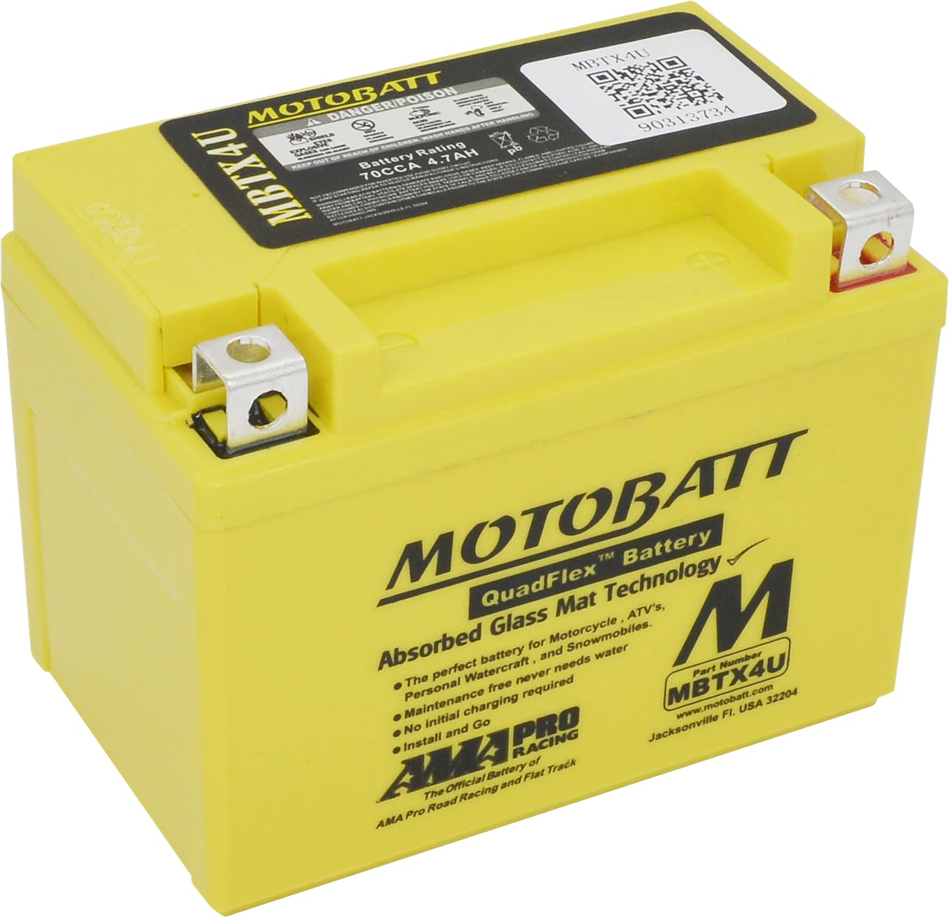 MotoBatt MBTX4U Replaces YTZ5S YTX4LBS YT4LBS YB4LA YB4LB