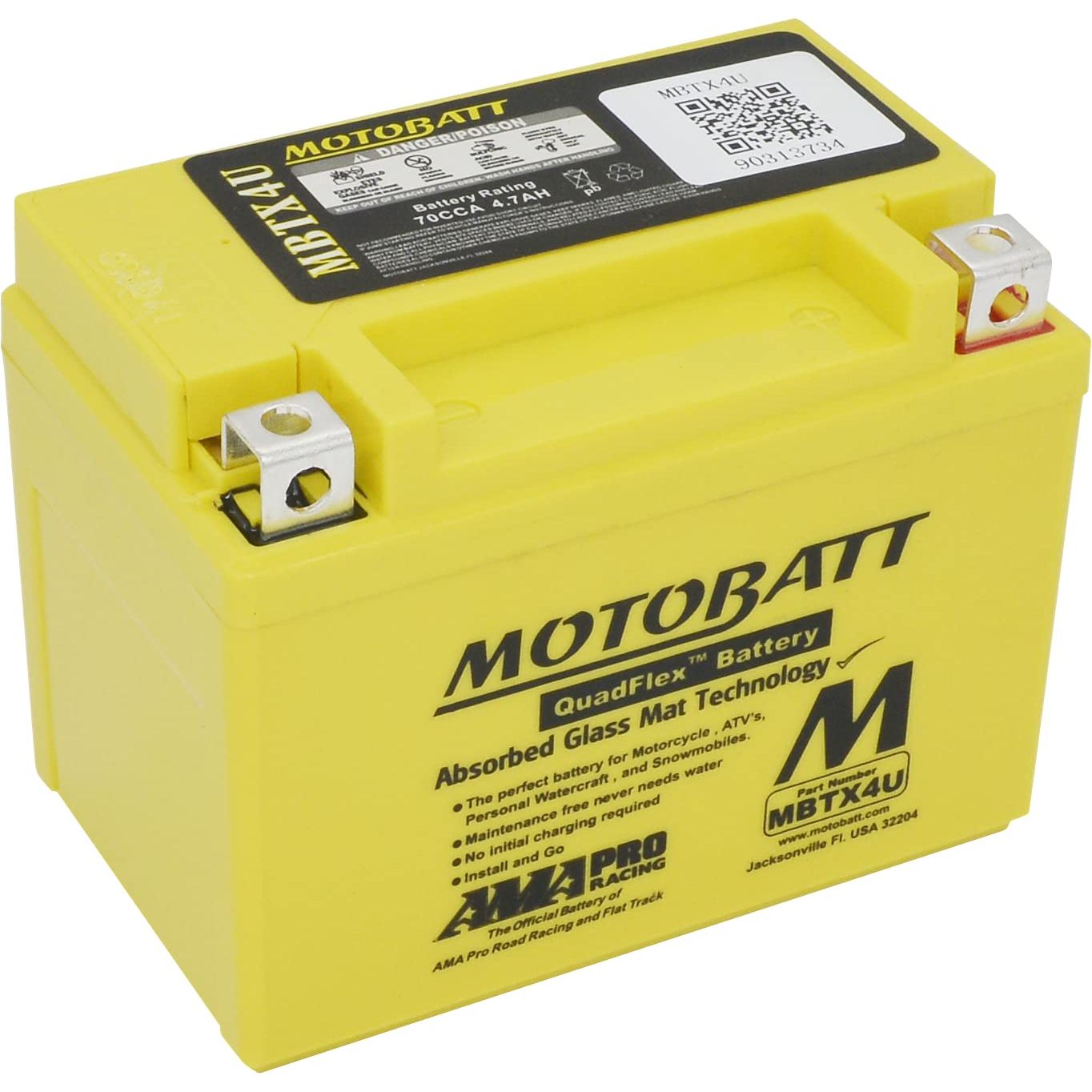 MotoBatt MBTX4U Replaces YTZ5S YTX4LBS YT4LBS YB4LA YB4LB