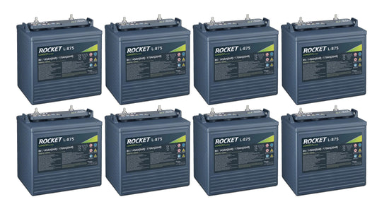 Rocket L-875 170Ah 8V Golf Cart Battery - Replaces Trojan T-875 (Set of 8)