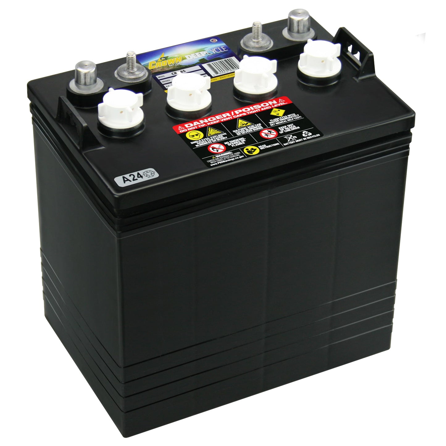Crown CR-165 8V Deep-Cycle Flooded Battery Replaces Trojan T-875 X2