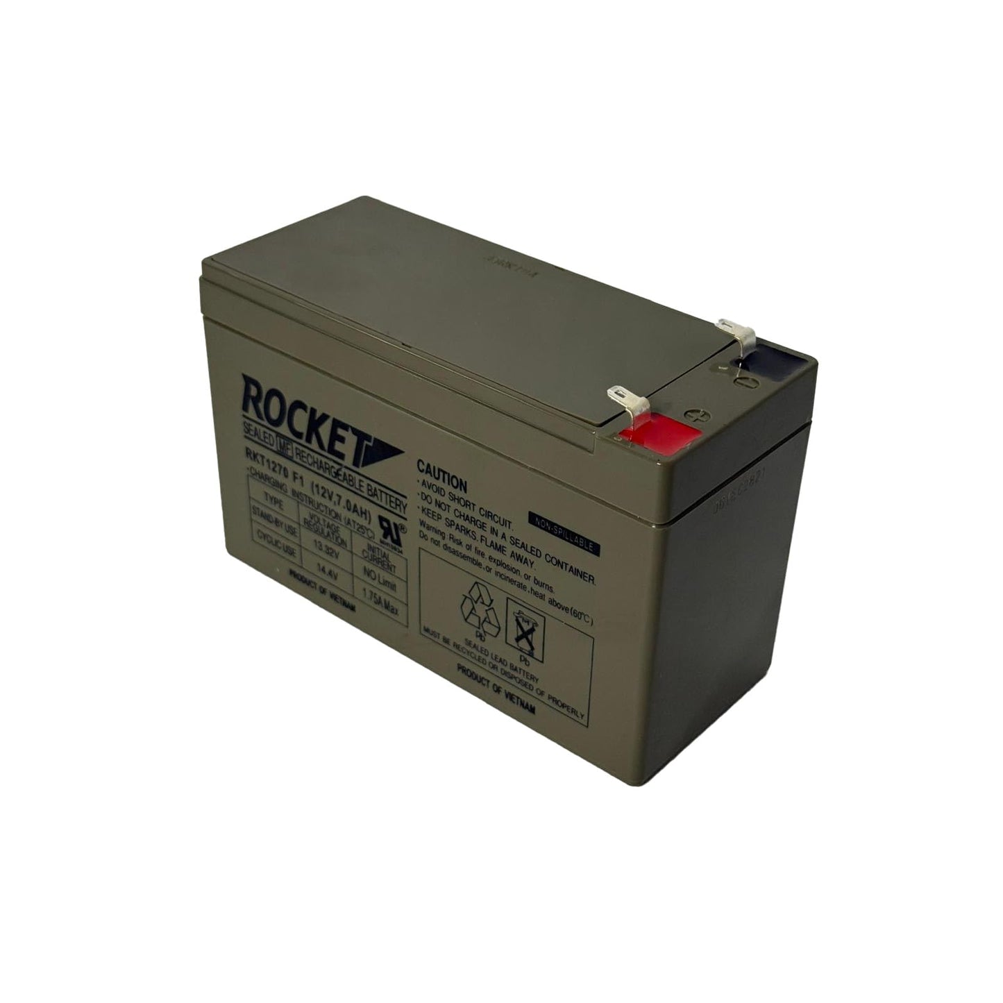 ROCKET RKT1270 12V 7Ah (Pack of 2) Sealed Lead Acid (SLA) Rechargeable Battery – F1 Terminal – AGM, Maintenance-Free, Backup Power for UPS, Alarm, and Security Systems