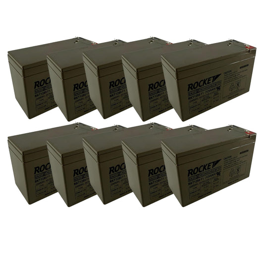 ROCKET RKT1280 12V 8Ah (Case of 10) Sealed Lead Acid (SLA) Rechargeable Battery – F1 Terminal – AGM, Maintenance-Free, Backup Power for UPS, Alarm, and Security Systems