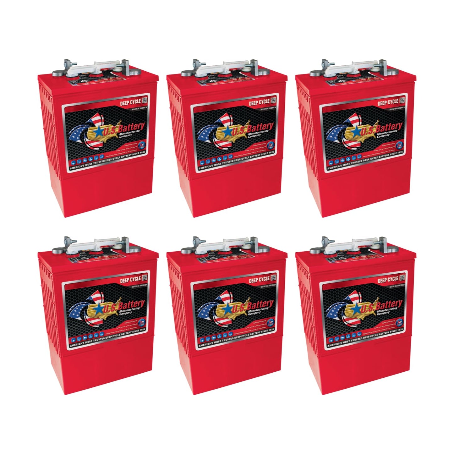 (Set of 6) US Battery USL16HCXC2 6V 420A Deep Cycle Flooded Lead Acid Battery, Group Size: 903