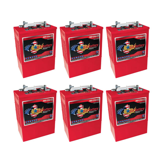 (Set of 6) US Battery USL16HCXC2 6V 420A Deep Cycle Flooded Lead Acid Battery, Group Size: 903