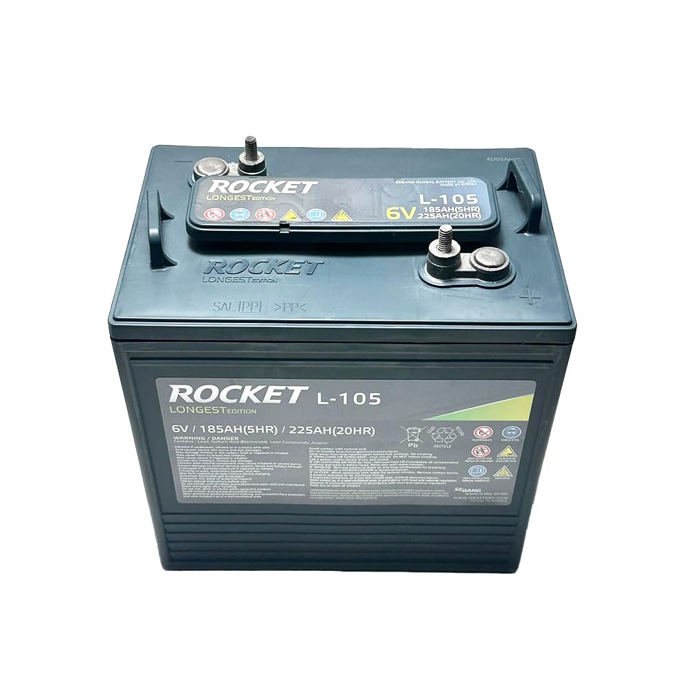 Rocket L-105 225Ah 6V Golf Cart Battery - Replaces Trojan T-105 (Set of 8)