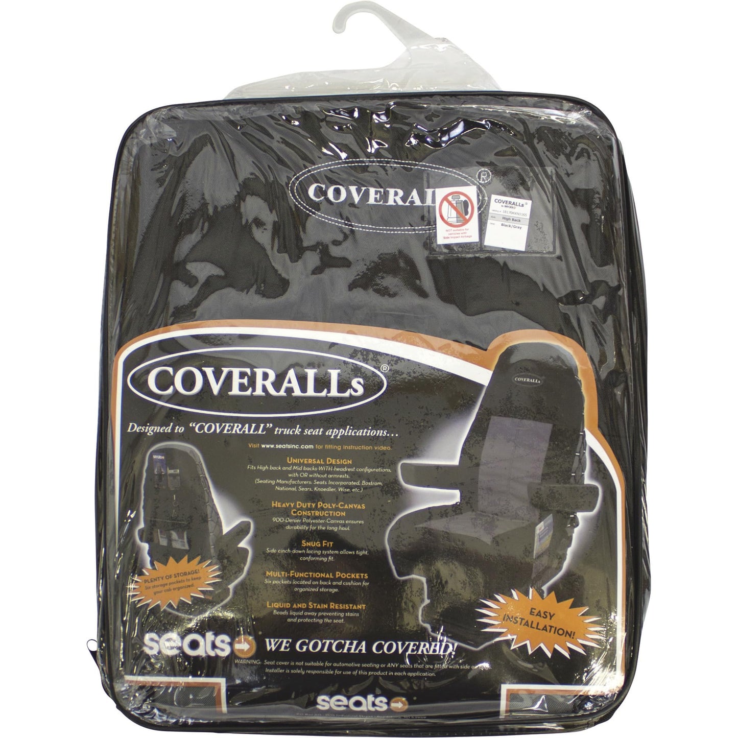 Seats Inc. COVERALLs Truck Seat Cover - Two-Tone Black/Gray, Model Number 9107