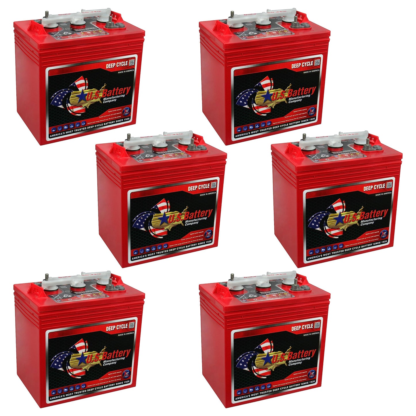 US2200XC Replaces T-105 6V Volt Deep Cycle Golf Cart, Solar, Marine, RV and Industrial Use Batteries - 6 Pack