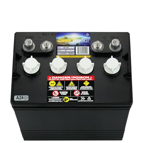 Crown CR-165 8V Deep-Cycle Flooded Battery Replaces Trojan T-875 X4