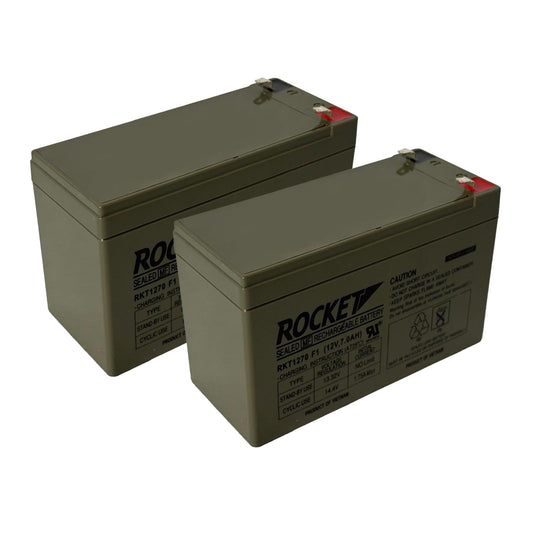 ROCKET RKT1270 12V 7Ah (Pack of 2) Sealed Lead Acid (SLA) Rechargeable Battery – F1 Terminal – AGM, Maintenance-Free, Backup Power for UPS, Alarm, and Security Systems