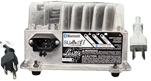 Lester Summit Series II Battery Charger - 1050W 24/36/48V with 2-Blade Gray Molded Crowsfoot Plug with 8.5 Ft. DC Cord