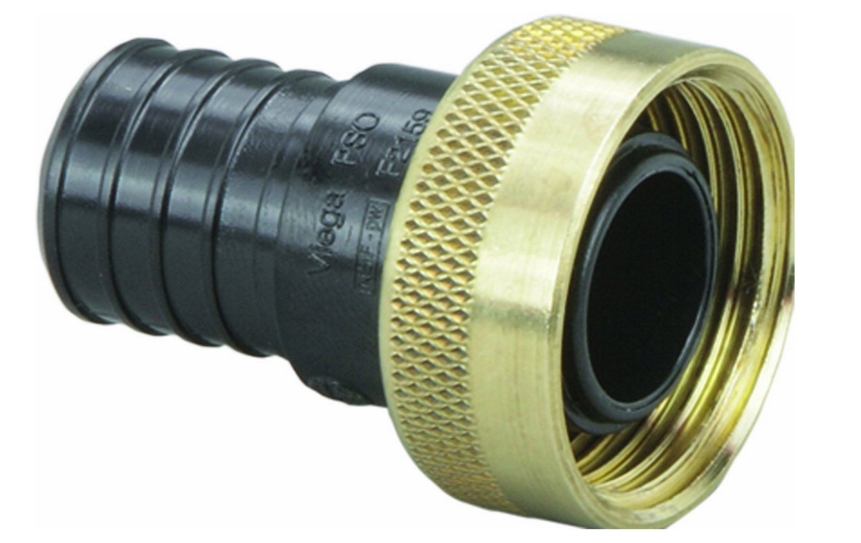 Viega PureFlow Zero Lead Poly Alloy PEX Crimp Supply Adapter with 3/4-Inch by 1 Crimp x Manabloc Supply