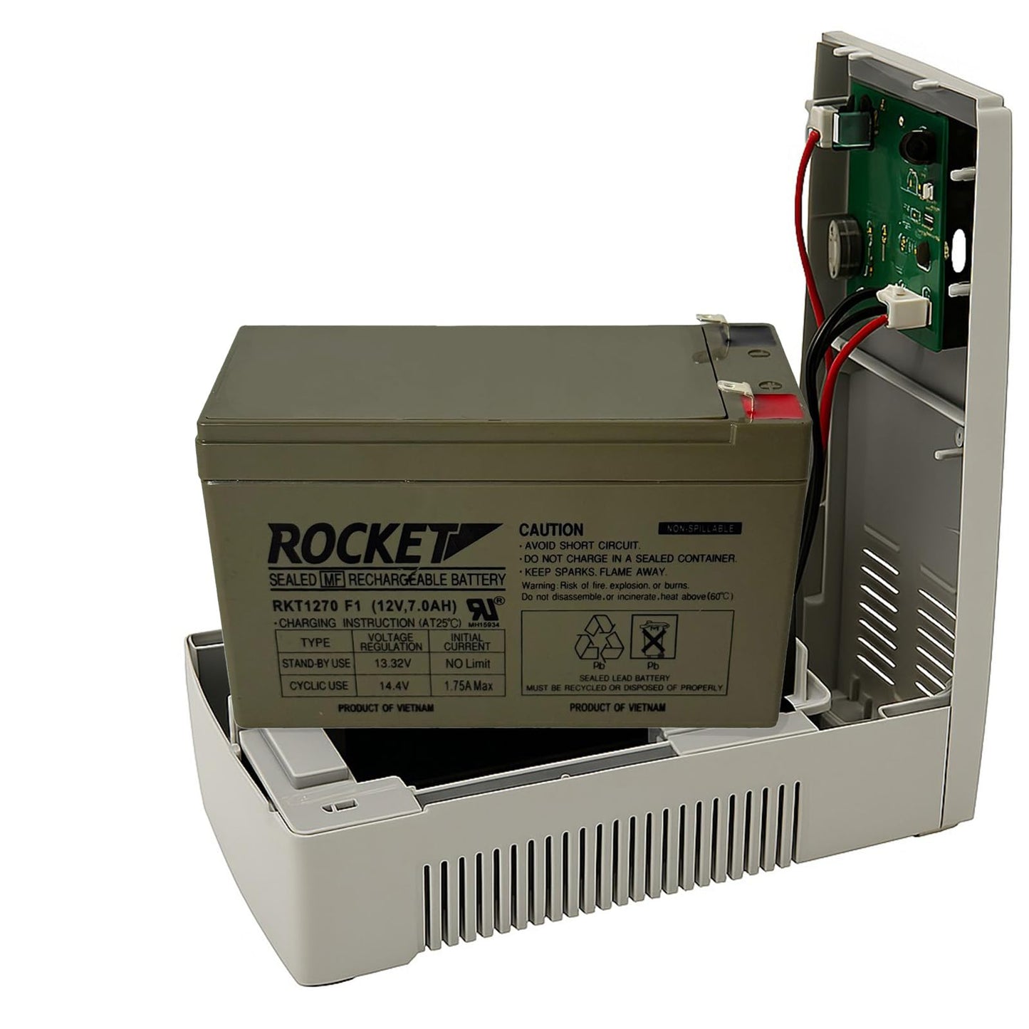 ROCKET RKT1270 12V 7Ah (Case of 10) Sealed Lead Acid (SLA) Rechargeable Battery – F1 Terminal – AGM, Maintenance-Free, Backup Power for UPS, Alarm, and Security Systems
