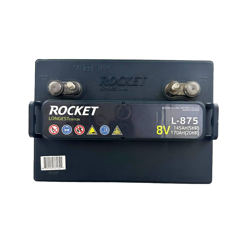 Rocket L-875 170Ah 8V Golf Cart Battery - Replaces Trojan T-875 (Set of 12)