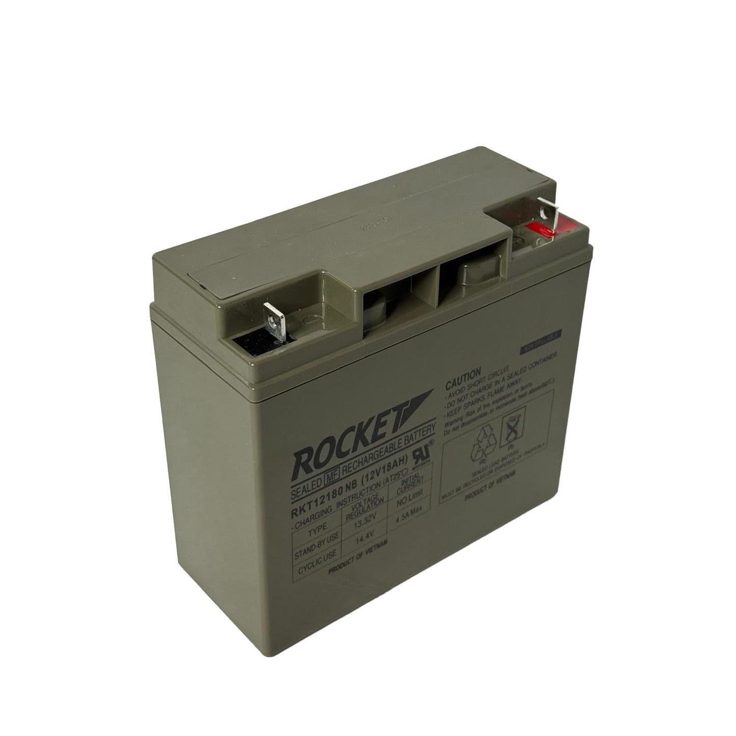 ROCKET RKT12180 NB 12V 18Ah Sealed Lead Acid AGM Battery – Rechargeable, Maintenance-Free, Non-Spillable with Nut & Bolt Terminal – For UPS, Mobility, Solar, and Backup Systems
