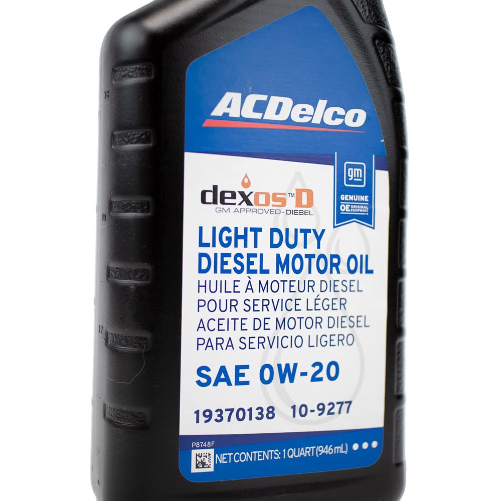 ACDelco DexosD 0w-20 Oil Change Kit 19370138, 10-9277 & ACDelco PF66, 55495105, 19391402 Oil Filter LM2 LZ0 For 3.0l Duramax Silverado Sierra 1500 Tahoe Yukon Suburban Escalade Diesel