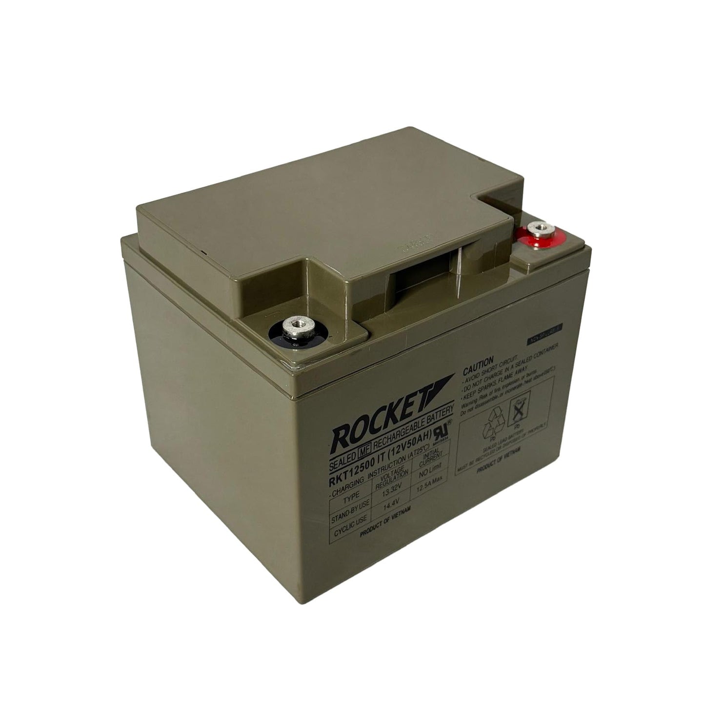 ROCKET RKT12500 IT 12V 50Ah Sealed Lead Acid AGM Battery – Rechargeable, Maintenance-Free, Non-Spillable with Insert Terminals – For Solar, Mobility, UPS, and Backup Power