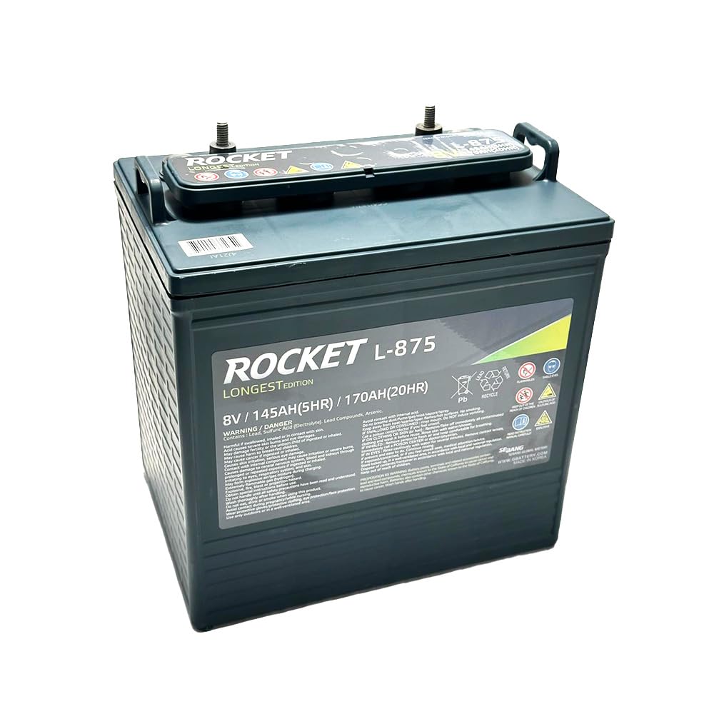 Rocket L-875 170Ah 8V Golf Cart Battery - Replaces Trojan T-875 (Set of 8)