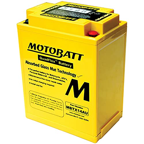MotoBatt DB Electrical MBTX14AU New Battery For Motobatt 16.5Ah,Aprillia,Atlantic,Ducati,Honda,Harley-Davidson,Kawasaki,Triumph,Brp Can-Am,Artic Cat,Polaris,Others 12N14-3A 12N14-3B YB14-A1 YB14-A2