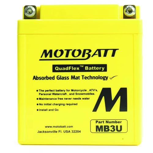 MotoBatt DB Electrical MB3U New Battery For Motobatt 3.8Ah, Xl600R 600Cc 1983-1987, Xl500R 1982, Xl350R 1984-1985, Xl250R 1982-1987, Yam50 1985-2000, Xt250 1984 YB3LA YB3LB