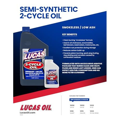 Lucas Oil 10115 Semi-Synthetic 2-Cycle Motor Oil - 1 Gallon (Pack of 4)