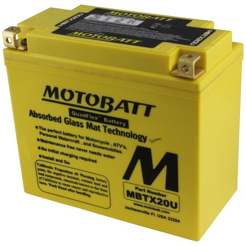 MotoBatt MBTX20U (12V 22.5 Amp) 335 CCA Factory Activated Maintenance Free QuadFlex AGM Battery