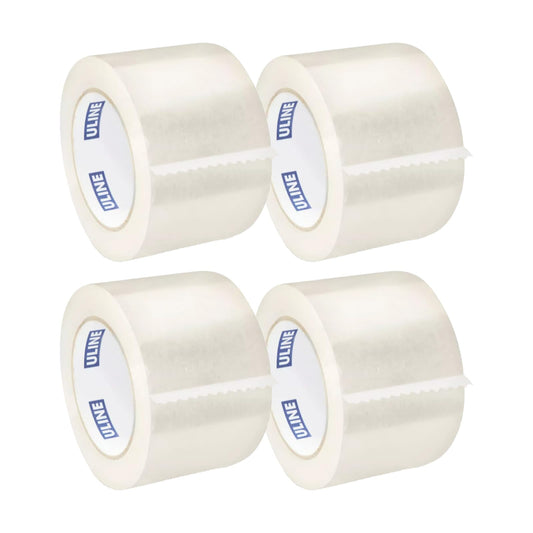 ULINE Industrial Shipping and Packing Tape - 3" x 110 Yards, 2.0 Mil (Pack of 4)