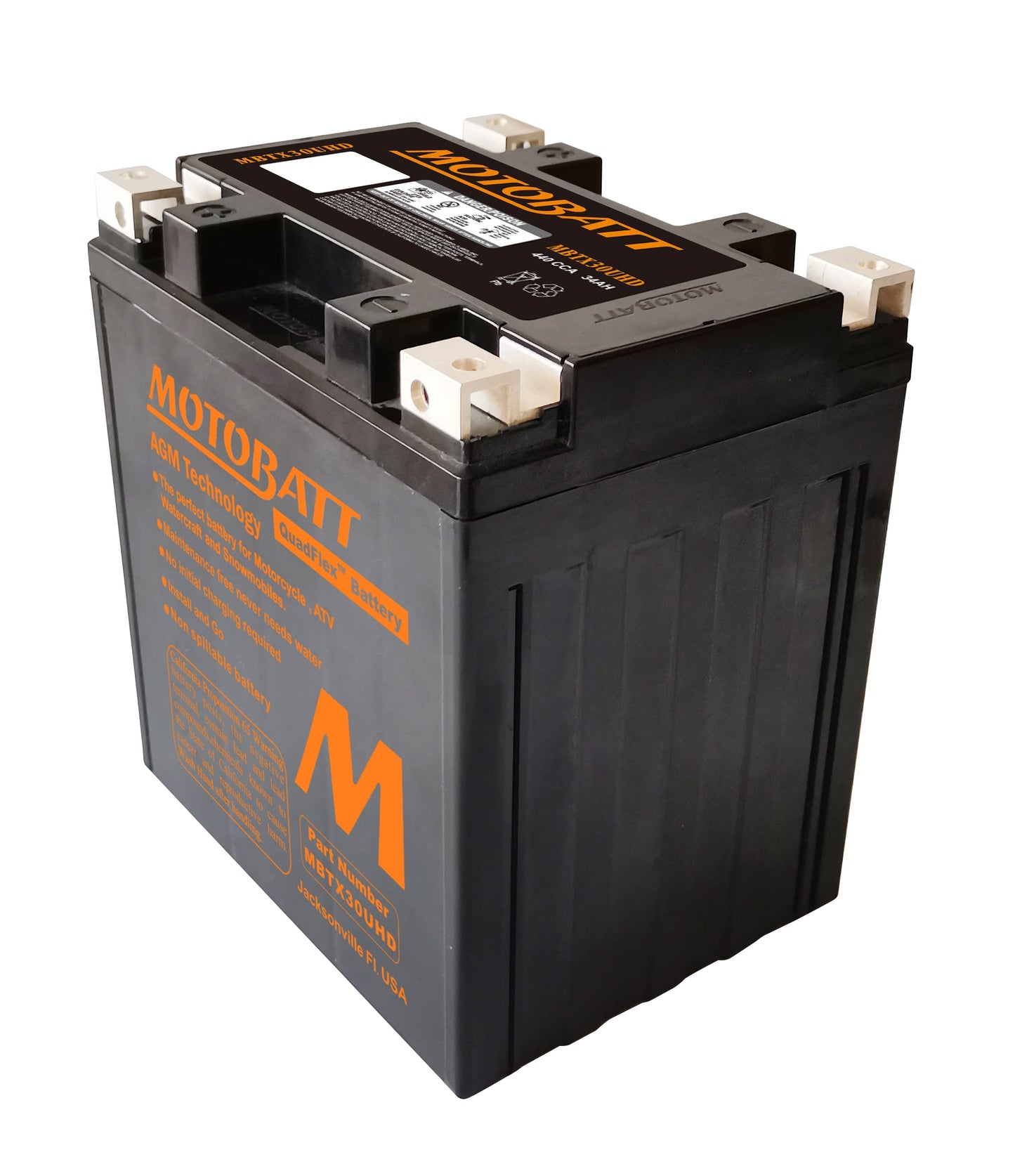 Motobatt MBTX30UHD 4.7 Ah Battery Replacement For Harley-Davidson CVO FLH (Touring) 1803 110cc 07 08 09 10 11 12 13 14, FLT 1690 103cc 10 11 12 13 14,FL,1584 96cc 07 08 09 10 11,1450 88cc 1999