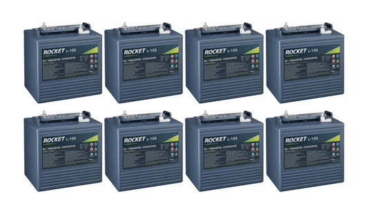 Rocket L-105 225Ah 6V Golf Cart Battery - Replaces Trojan T-105 (Set of 8)