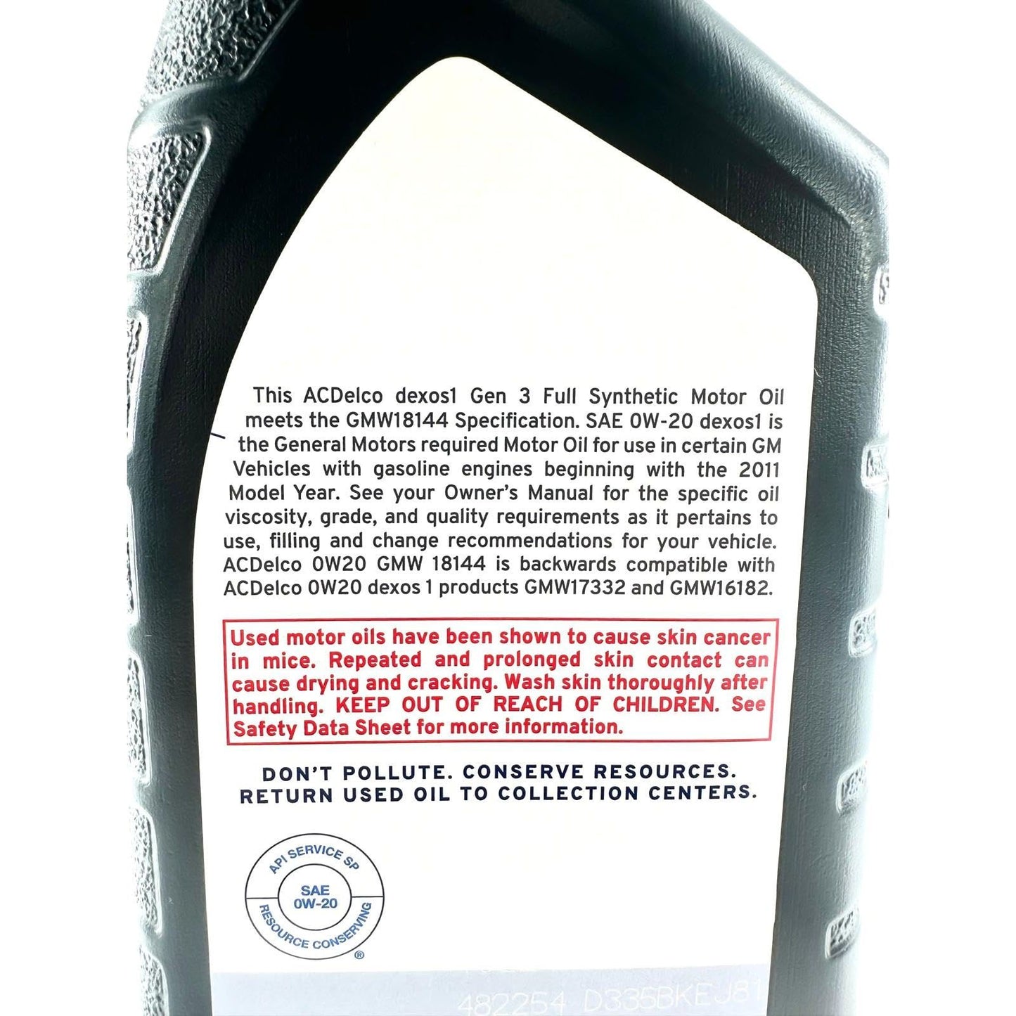 ACDelco 10-9322 19432331 dexos1 GEN 3 Full Synthetic 0W-20 Motor Oil - For 5.3L L82/L84 & 6.2L L87 | Case of 6 Quarts