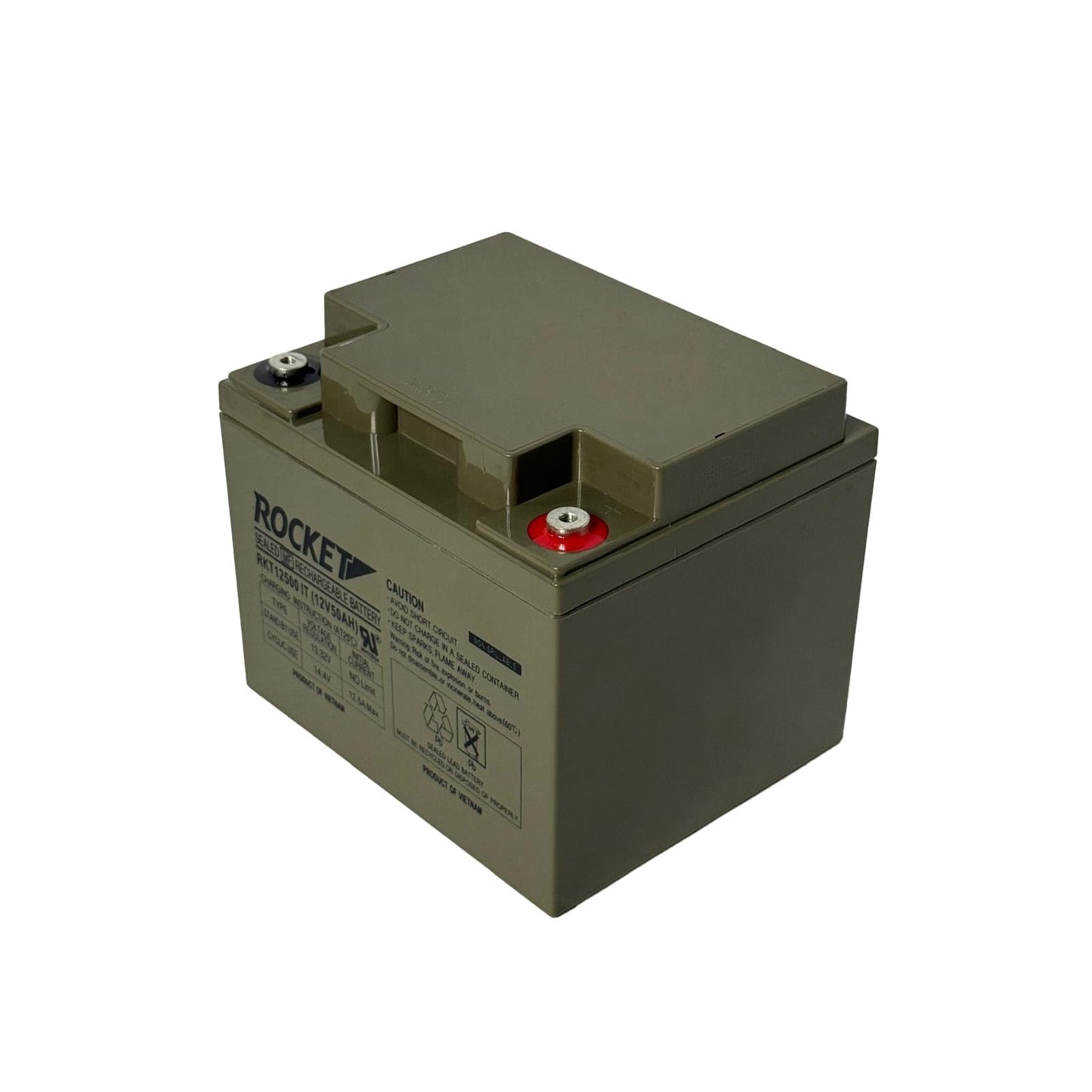 ROCKET RKT12500 IT 12V 50Ah Sealed Lead Acid AGM Battery – Rechargeable, Maintenance-Free, Non-Spillable with Insert Terminals – For Solar, Mobility, UPS, and Backup Power