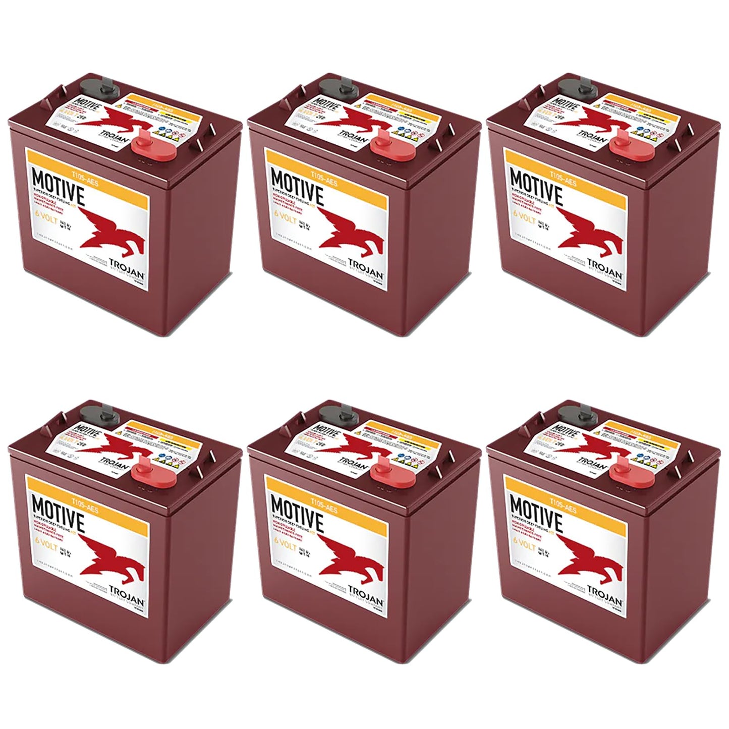 Banshee 6 Pack of Trojan T105-AES 6V Superior Deep Cycling VRLA AGM Batteries, Maroon