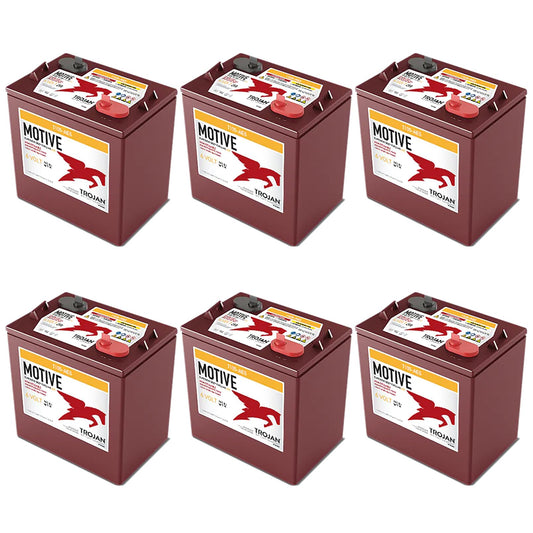 Banshee 6 Pack of Trojan T105-AES 6V Superior Deep Cycling VRLA AGM Batteries, Maroon