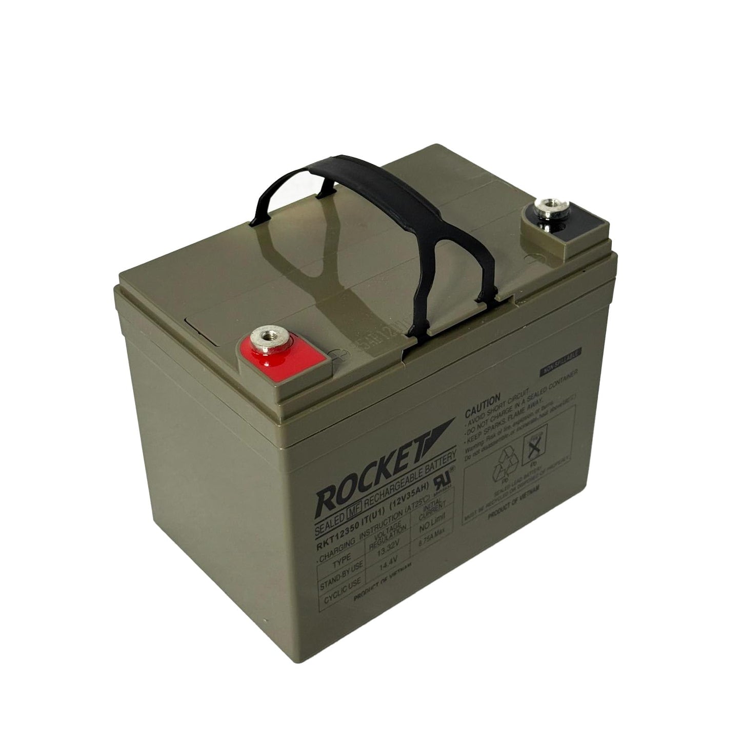 ROCKET RKT12350 IT(U1) 12V 35Ah Sealed Lead Acid AGM Battery – Rechargeable, Maintenance-Free, Non-Spillable with U1 Insert Terminals – Ideal for Mobility, Solar, UPS, and Backup Systems