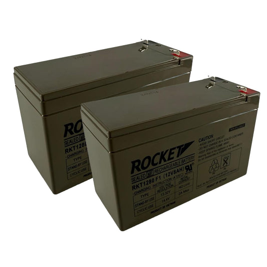 ROCKET RKT1280 12V 8Ah (Pack of 2) Sealed Lead Acid (SLA) Rechargeable Battery – F1 Terminal – AGM, Maintenance-Free, Backup Power for UPS, Alarm, and Security Systems