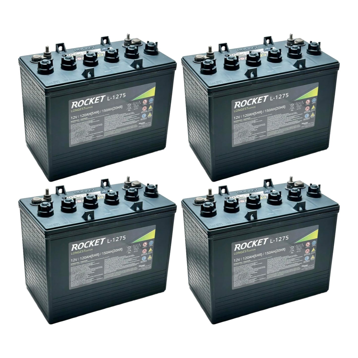 ROCKET L-1275 150Ah 12V GC Battery - Replaces Trojan T-1275 Plus (Set of 4)