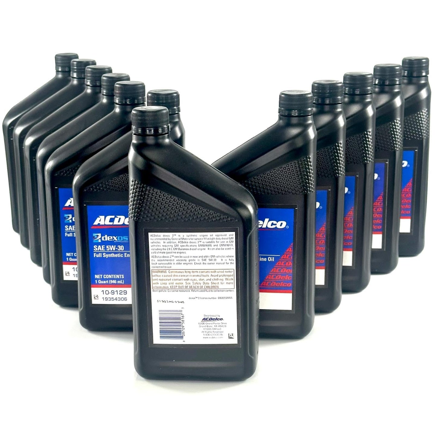 ACDelco 10-9129 19354306 dexos2 Full Synthetic 5W-30 Motor Oil - For 2016-2022 2.8L Duramax | Case of 12 Quarts