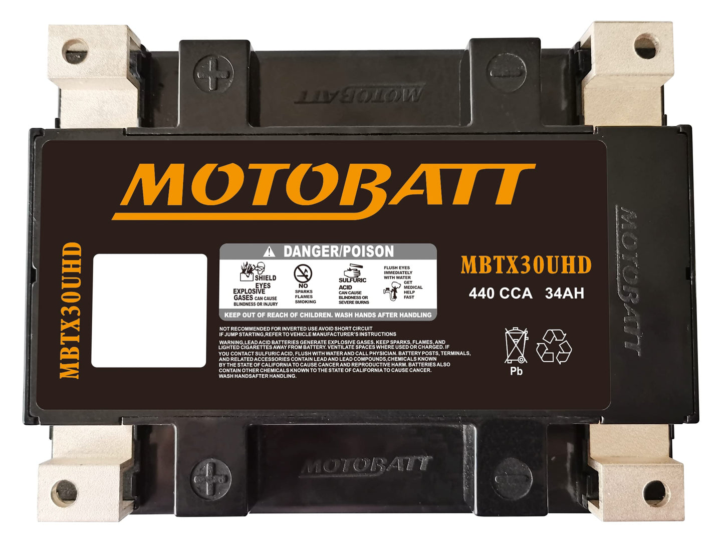 Motobatt MBTX30UHD 4.7 Ah Battery Replacement For Harley-Davidson CVO FLH (Touring) 1803 110cc 07 08 09 10 11 12 13 14, FLT 1690 103cc 10 11 12 13 14,FL,1584 96cc 07 08 09 10 11,1450 88cc 1999