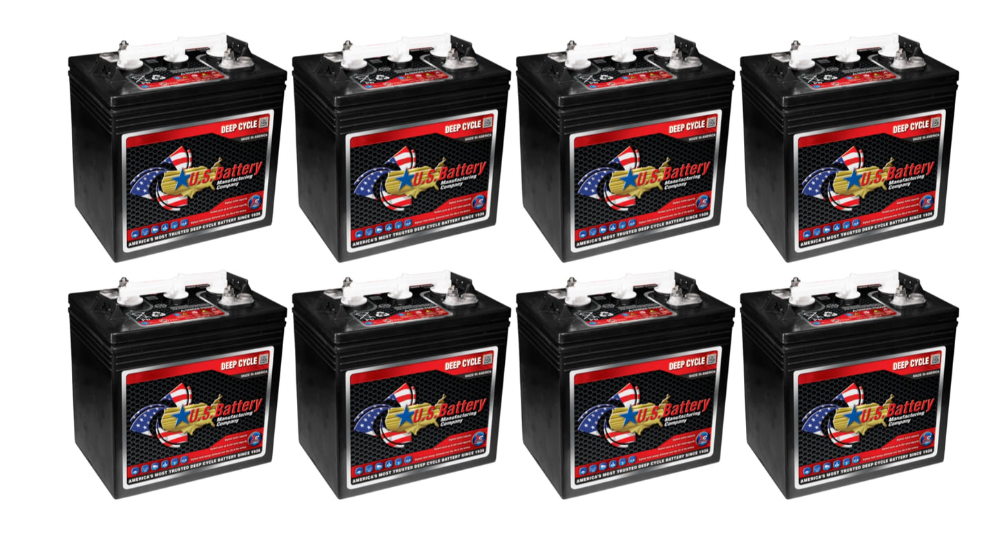 Set of 8 | US Battery US1800XC2 6 Volt 208Ah Deep Cycle Golf Cart, Solar, Marine, RV & Industrial Use Battery | BCI Group GC2 ~ Replaces T-605 T605 | T-105 T105