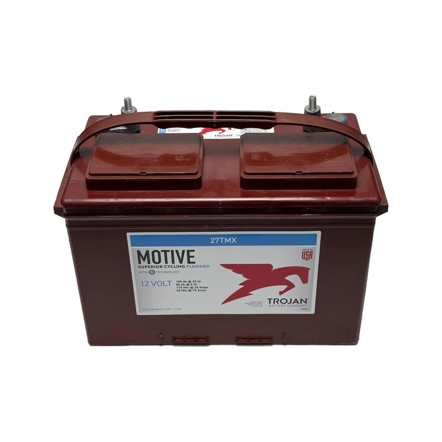 Trojan Battery 27TMX - 12V Flooded Lead Acid Battery, 105 Ah - Ideal for RVs, Marine, and Floor Cleaning Machines | Set of 2