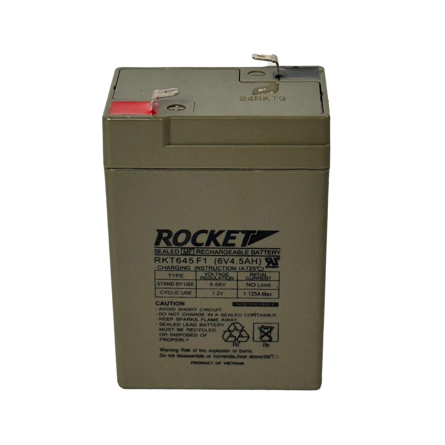 ROCKET RKT645 6V 4.5Ah SLA AGM Battery - F1 Terminal