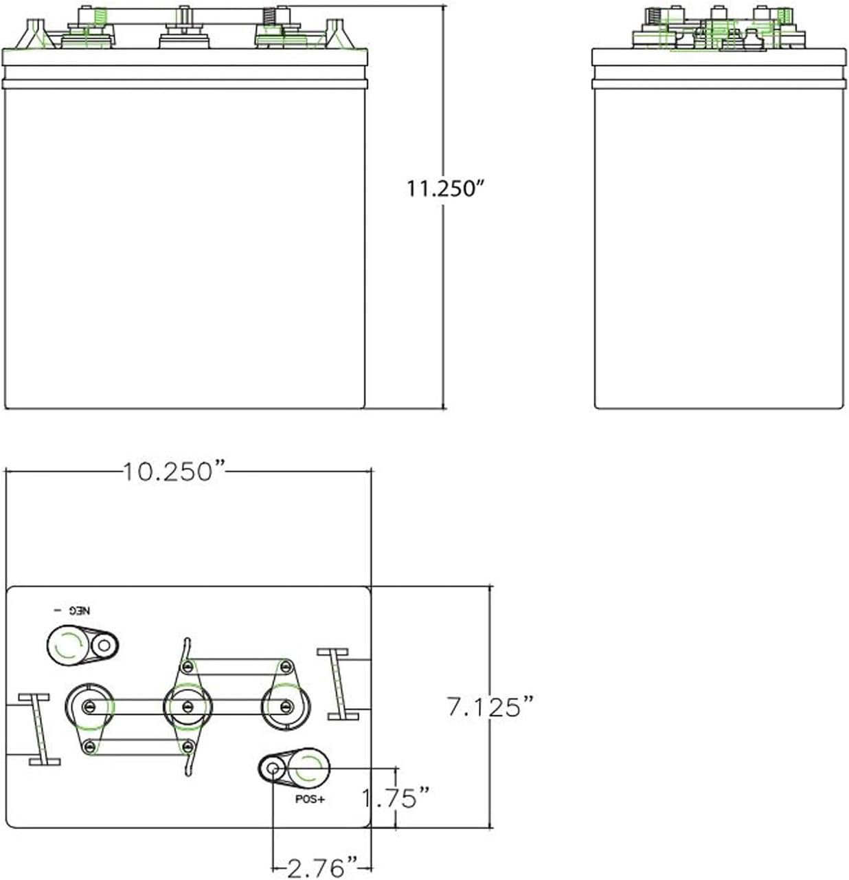 (Set of 2) US Battery US2200XC2 6 Volt 232 Ah Deep Cycle Battery, Group Size GC2 ~ Replaces T-105 T105