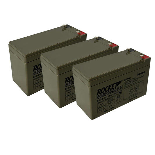 ROCKET RKT1270 12V 7Ah (Pack of 3) Sealed Lead Acid (SLA) Rechargeable Battery – F1 Terminal – AGM, Maintenance-Free, Backup Power for UPS, Alarm, and Security Systems