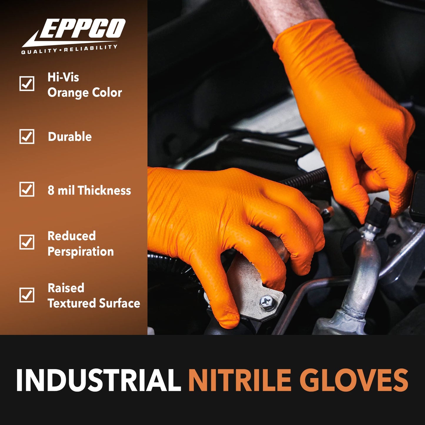 EPPCO Unisex-Adult Tigergrip Orange Nitrile Gloves