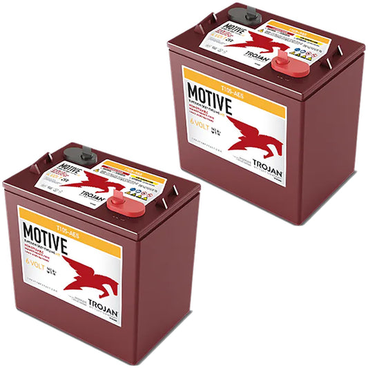 Banshee 2 Pack of Trojan T105-AES 6V Superior Deep Cycling VRLA AGM Batteries, Maroon