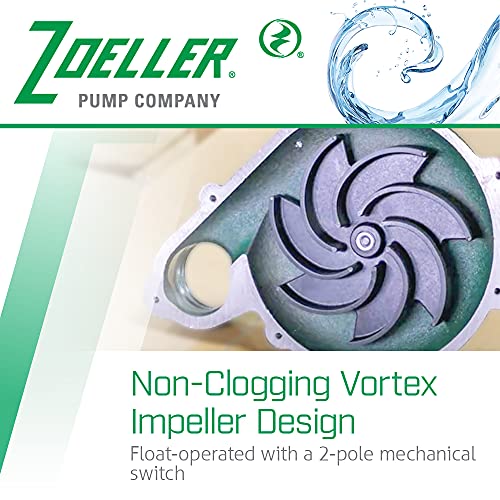 Zoeller Waste-Mate 267 Sewage Pump, 1/2 HP – Heavy-Duty Submersible Sewage, Effluent or Dewatering Pump