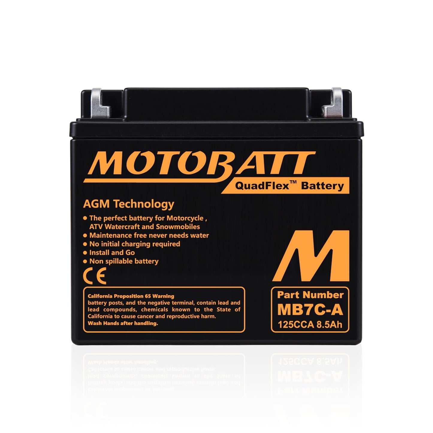 MB7CA Motobatt 12V AGM Battery - Replaces Yuasa YB7C-A