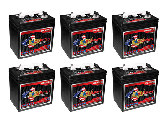 Set of 6 | US Battery US1800XC2 6 Volt 208Ah Deep Cycle Golf Cart, Solar, Marine, RV & Industrial Use Battery | BCI Group GC2 ~ Replaces T-605 T605 | T-105 T105