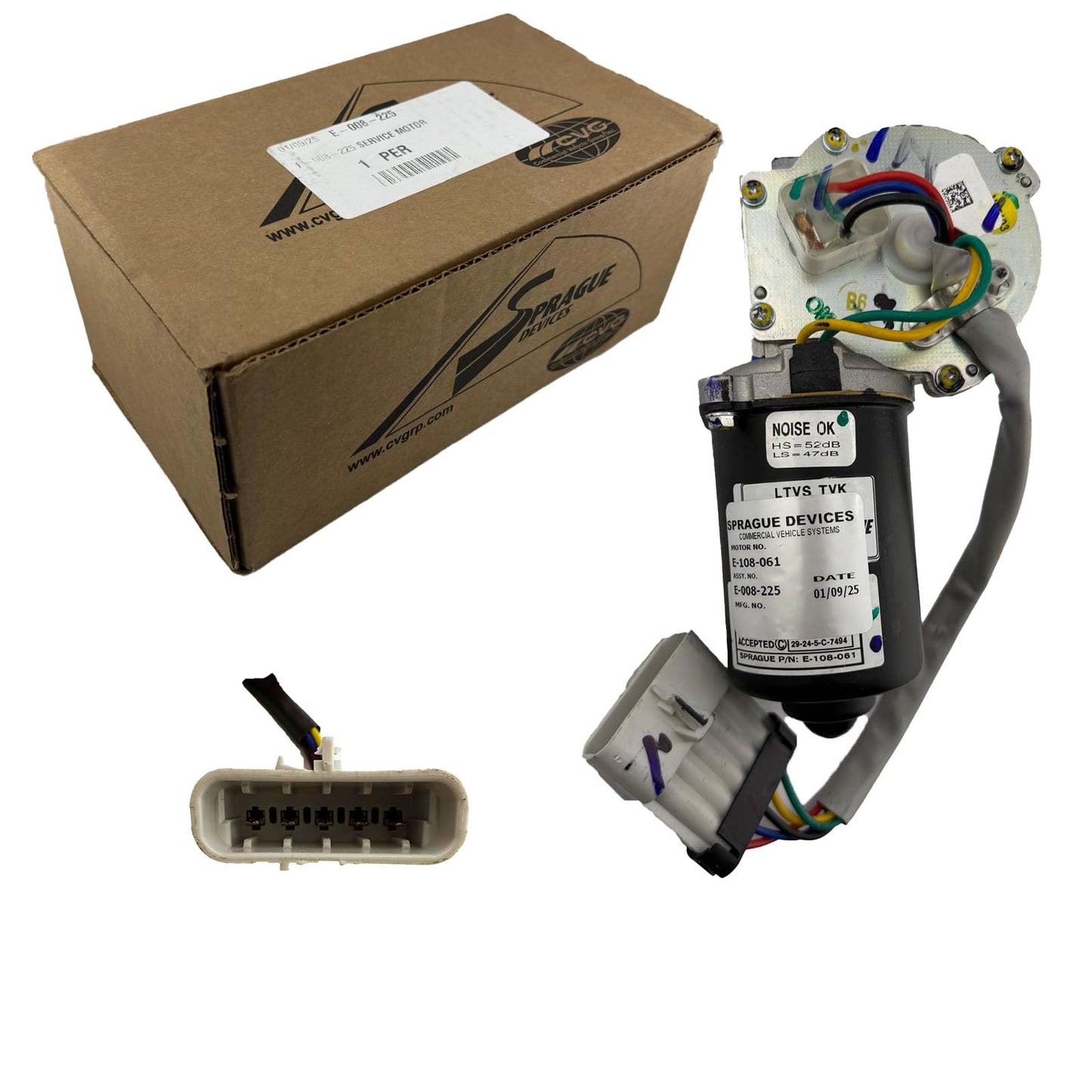 Sprague Devices E‑008‑225 Heavy‑Duty Windshield Wiper Motor – 36 Nm Stall Torque, Thermal Protection, EMI Suppression – Fits Volvo VN Series