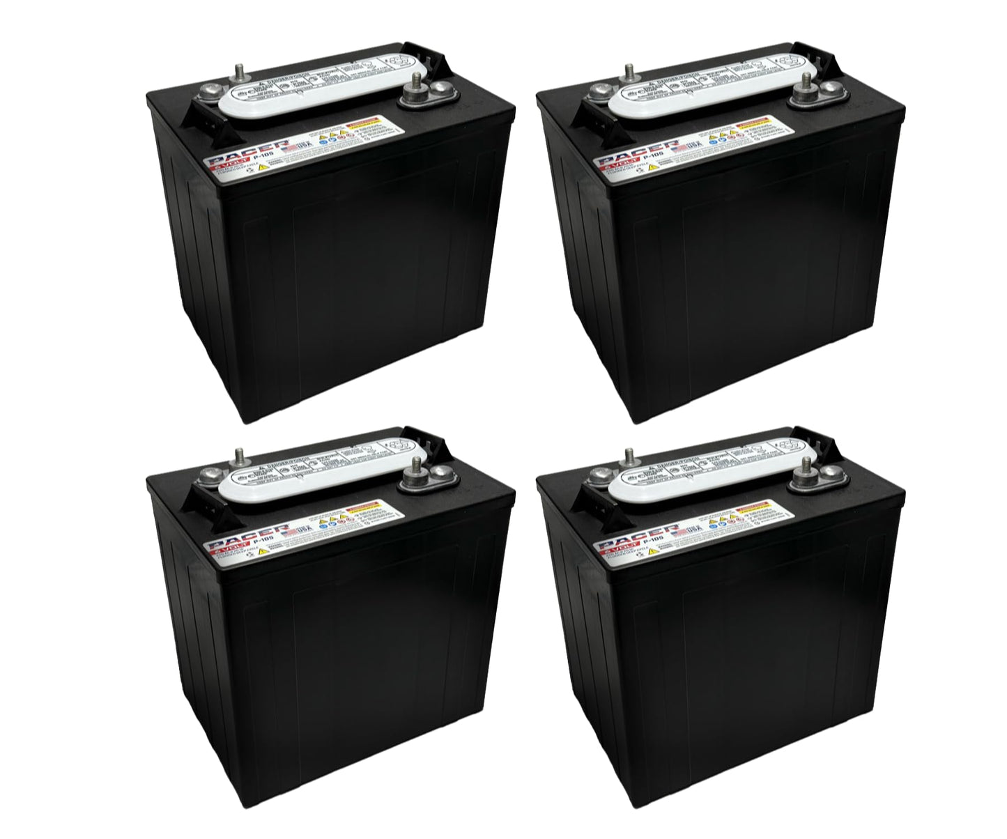 (Set of 4) Pacer P-105 6 Volt 220Ah Deep Cycle Golf Cart, Solar, Marine, RV & Industrial Use Battery | BCI Group GC2 ~ Compatible with T-105 | T-605