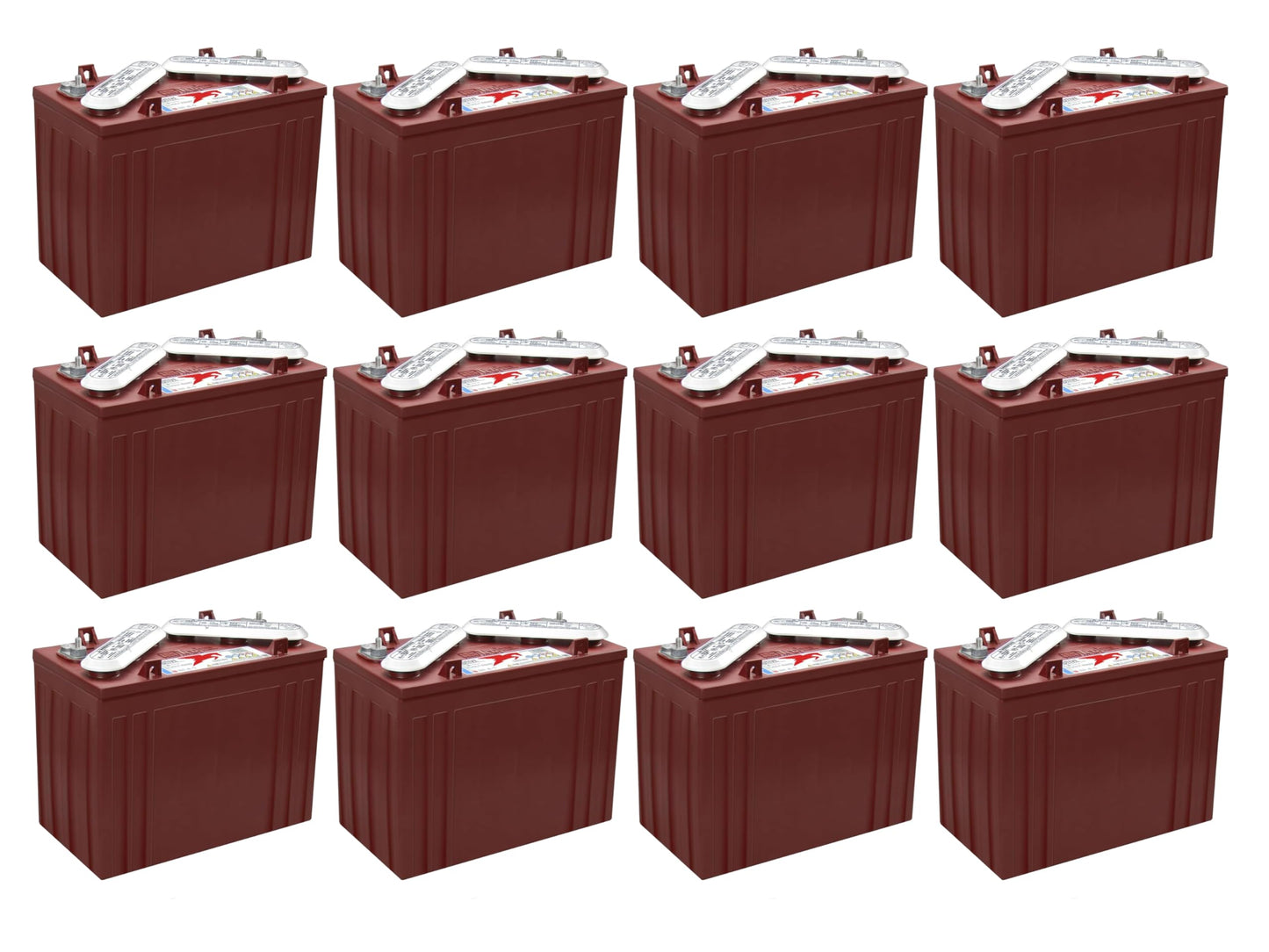 Trojan T-1275 12V Flooded Lead Acid Battery, 150Ah 20-Hr Rate - Set of 12